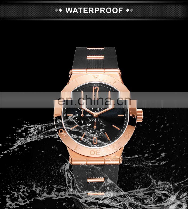 Luxury Brand Fashion Sport Style Top Quartz Watches Water Resistant Silicone Strap Men Wristwatch
