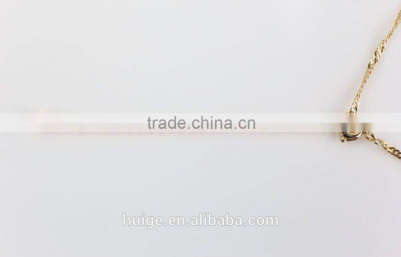 2015 Yiwu Simple Design Jewellery Hot Sales Brass Chain Gold Plated Pendant Necklace