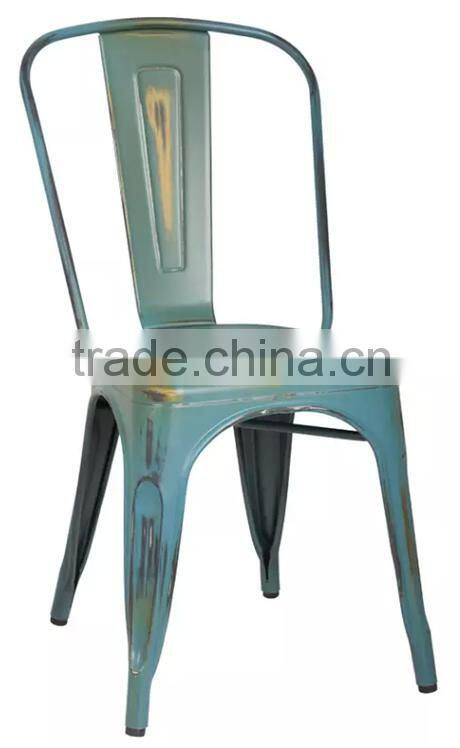 Colorful industrial vintage simple design metal dining chair in restaurant