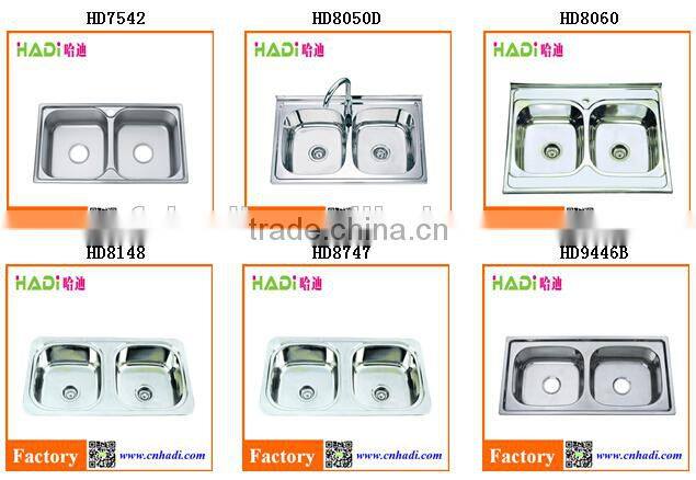 foshan kitchen apron double bowl stainless steel kitchen sink HD8747