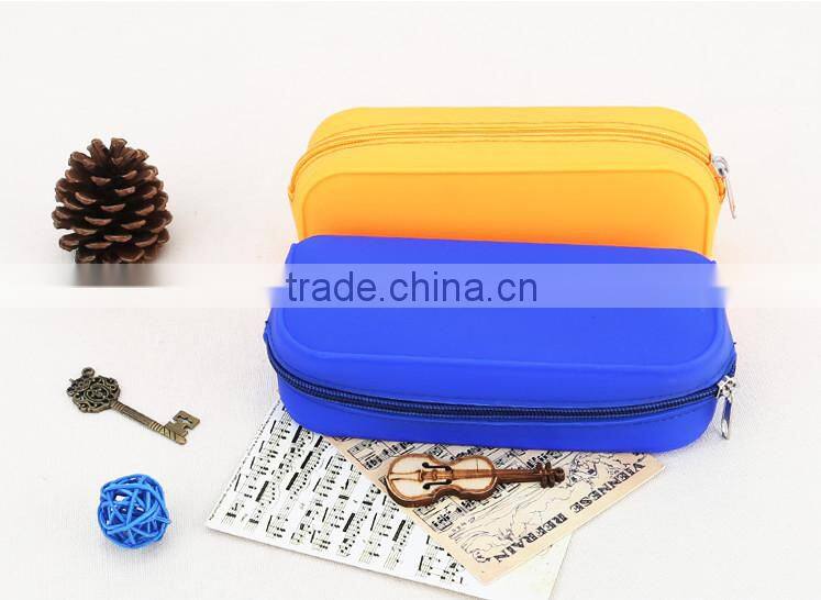 Custom silicone rubber colored pencil cases/ pencil case bag/ cute pencil pouch