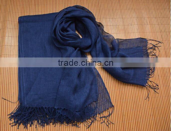 Wholesale Korean Japan Fashion Women Solid Color Plain Tassel France Linen Scarf Shawl