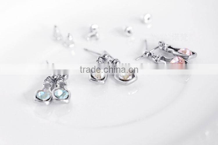 Valentine's Day Gift Jewelry Drift Bottle Crystal Heart Earrings