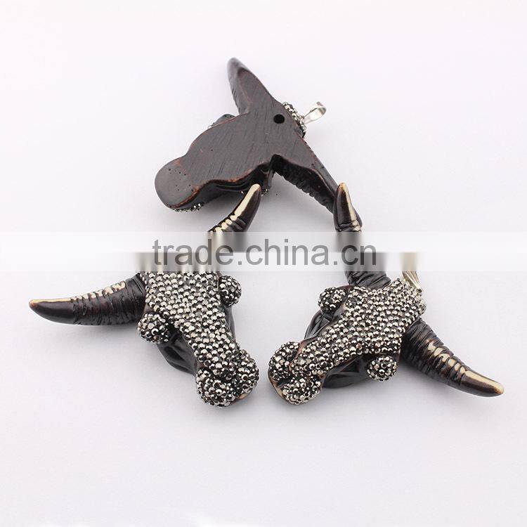 PC1612 Crystal pave agate arrowhead pendants,gemstone pave diamond arrow head pendants