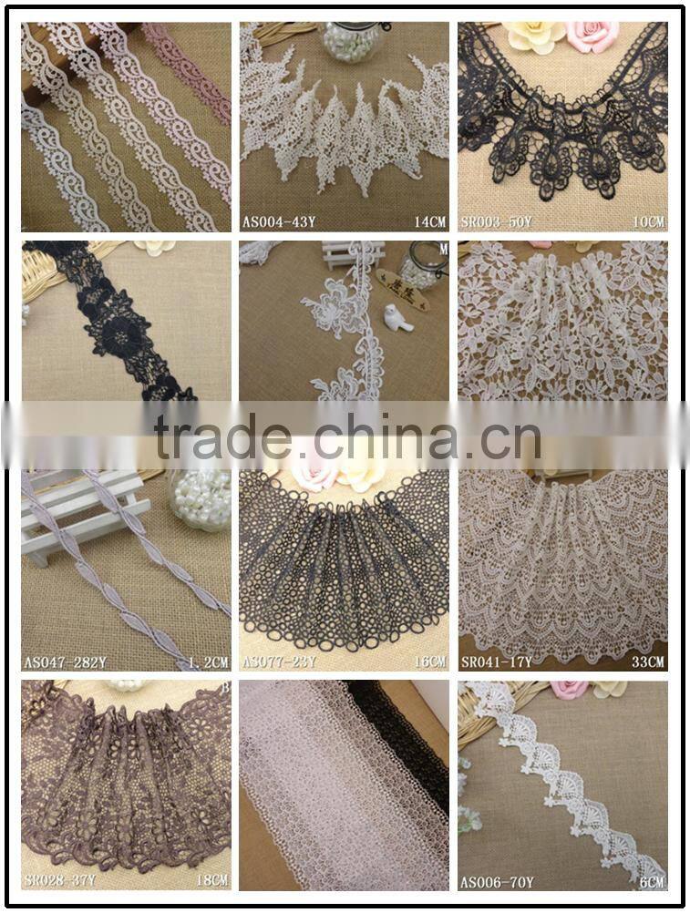 Water Soluble lace1.8" Flower Blue Pink Nylon Embroidery Kitted Slim Side Underwear Laces Fabric