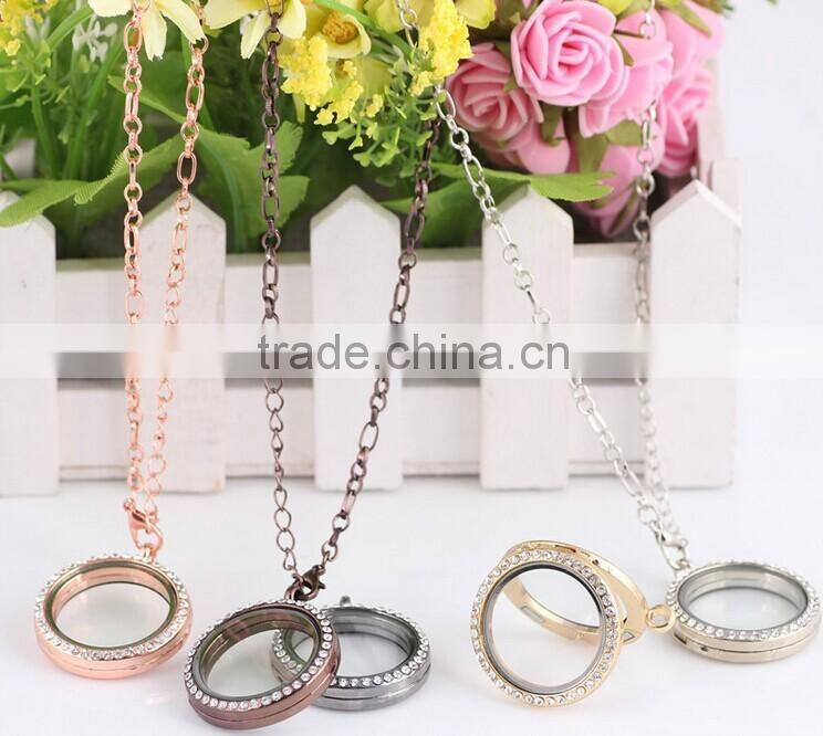 2015 new arrival colorful heart shaped floating lockets necklace