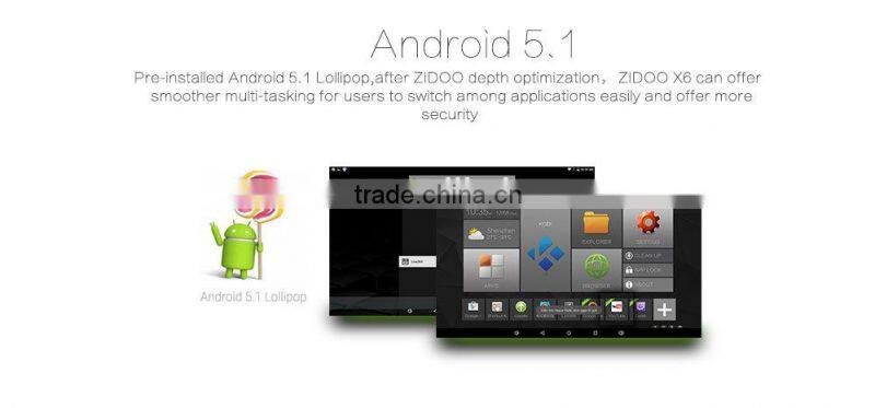 Alibaba wholesale Origianl Zidoo x6 pro real octa core rk3368 tv box android 5.1 smart box kodi free streaming IPTV box