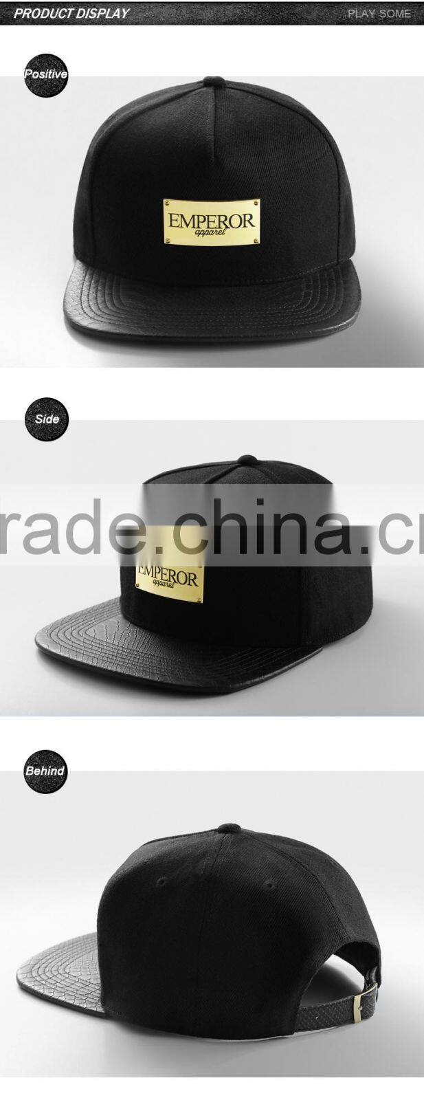 China custom cotton cycling black snapback cap with belt strap