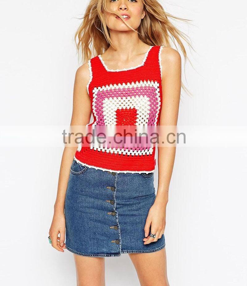 Pretty corcheted lady vest jacket designs dress oem apparel suppliers