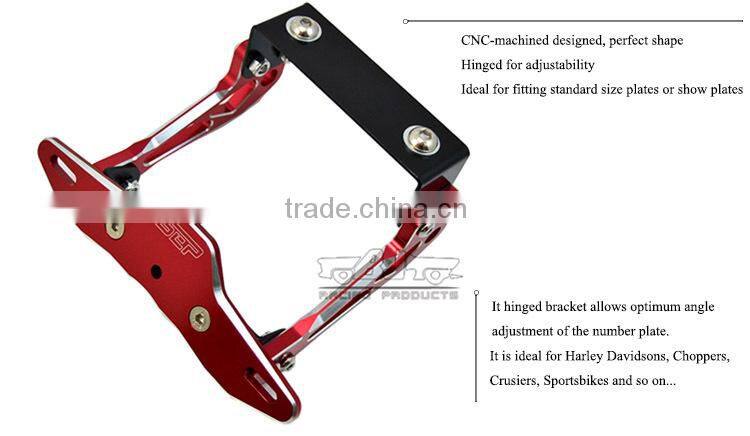 BJ-LPL-030-RD Universal CNC Billet Aluminum Motorcycle Tail Tidy License Plate Bracket