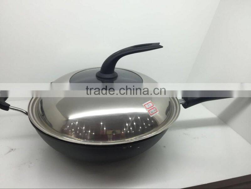 Cheap price Aluminum Stainless steel ceramic coating non stick wok pan cookware with lid