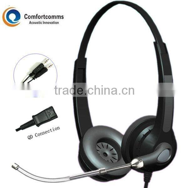 High quality binaural call center headset for PC with double 3.5mm plug HSM-902NPQDJ3.5D