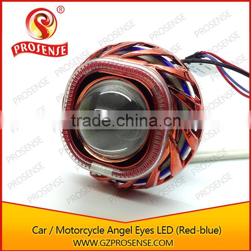Car/Motorcycle COB devil eye projector headlight (Red-blue)