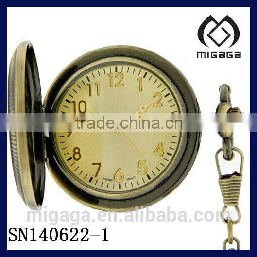 Mens Grandpa Antiqued Brass Finish Quartz Pocket Watch