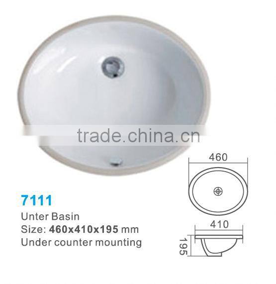 Hot Sale ! Oval Counter Basin , Under Counter Mounting , Bathroom Sink