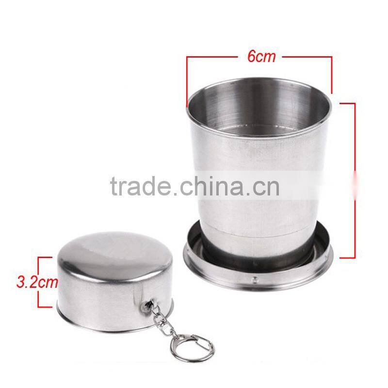 outdoor camping stainless steel retractable portable cup with 3 sections