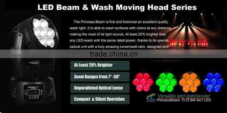 7pcsx12.8W RGBW 4in1 DJ LED Moving Head Light