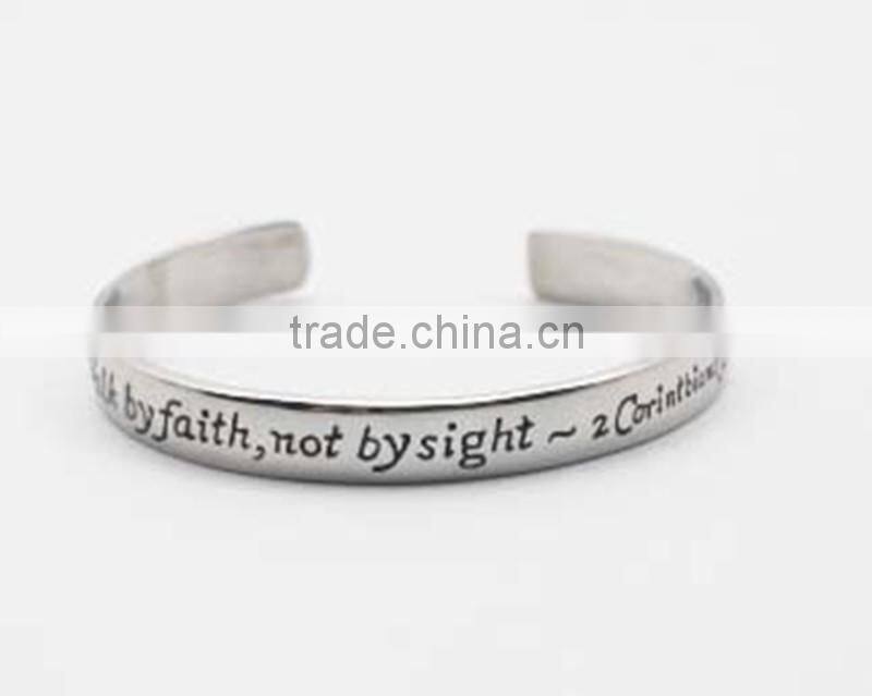 Fashion Friendship Stainless Steel Cuff bracelet bangle with engraved words