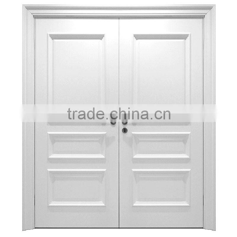2015 New Design Double Leaf Lacquer Wood Veneer Timber Entrance Door