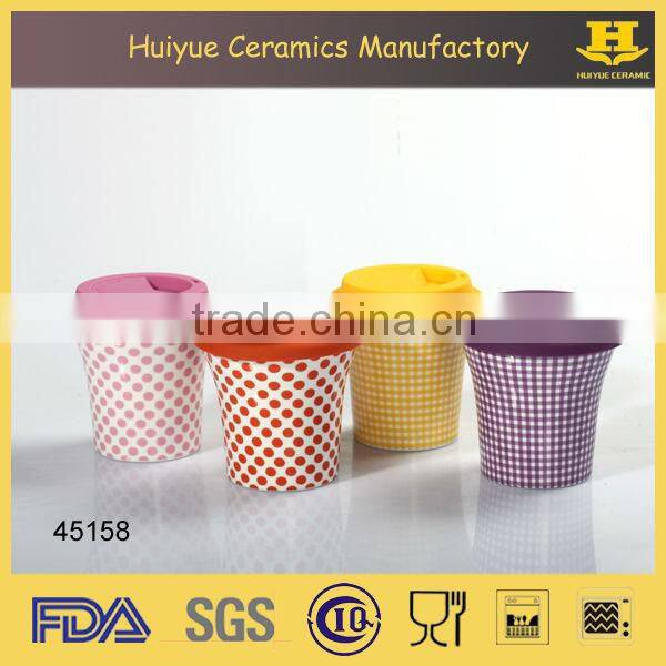 printing cup with silicon lid, porcelain cup with lid