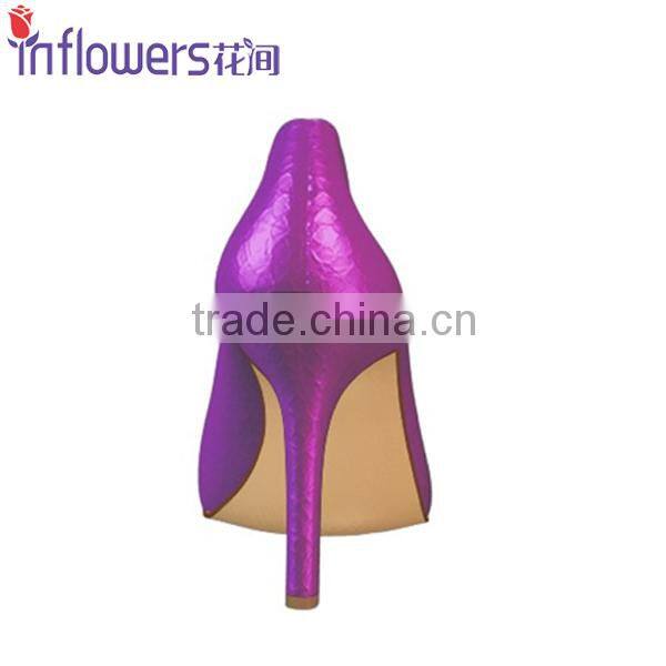 Purple bright color leather pointed toe ladies sexy high heels