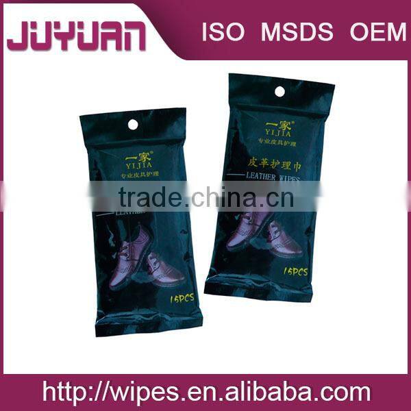 from chinese supplier 20pcs/bag soft shoe polish wet wipes household shoe tissues