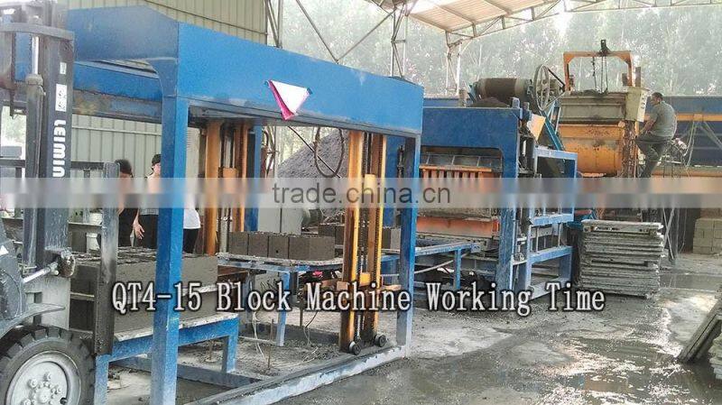 QT4-15 fully automatic concrete cement hollow paver bricks block making machine production line