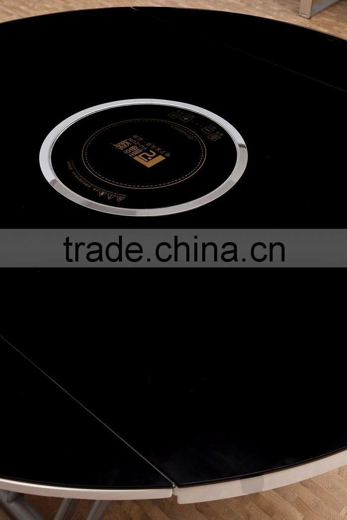 Adjustable Height Coffee Table Furniture Round Glass Cross Leg Dining Table