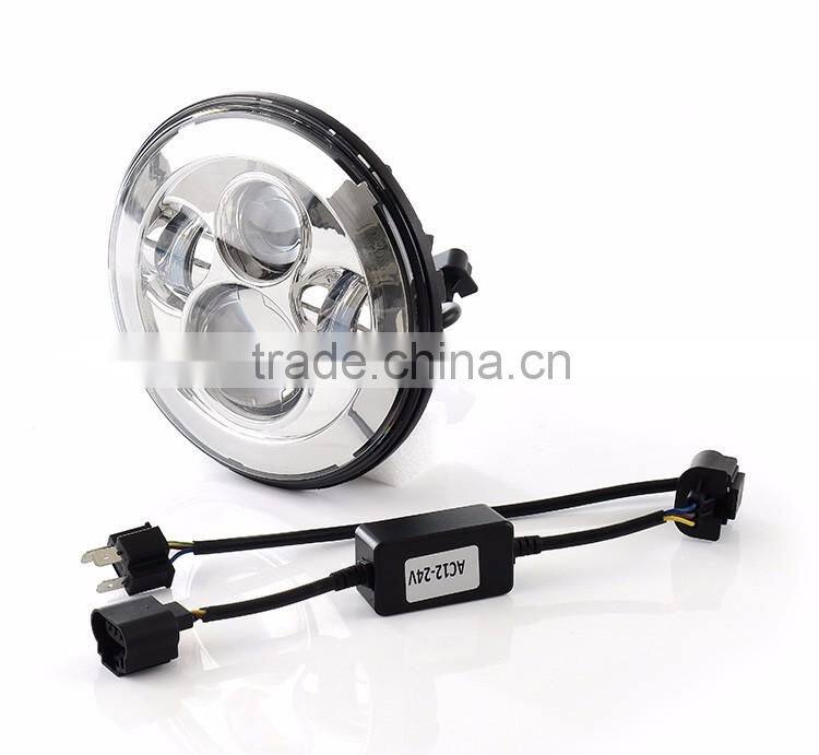 LED Headlight Fits Harley Chopper Motorcycles - 7 Inch Round Projector LED Headlights