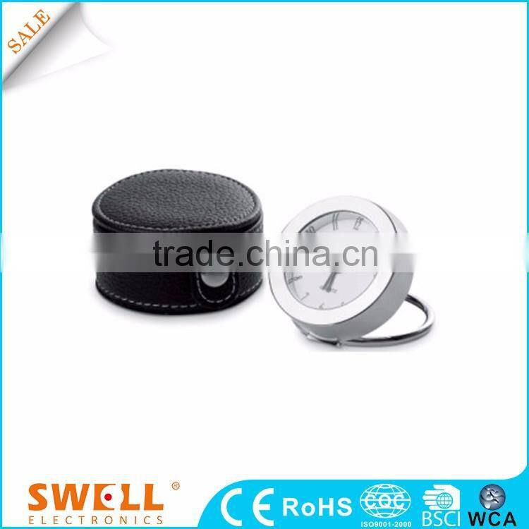 hot sale fashion design leather alarm clock , leather table alarm clock
