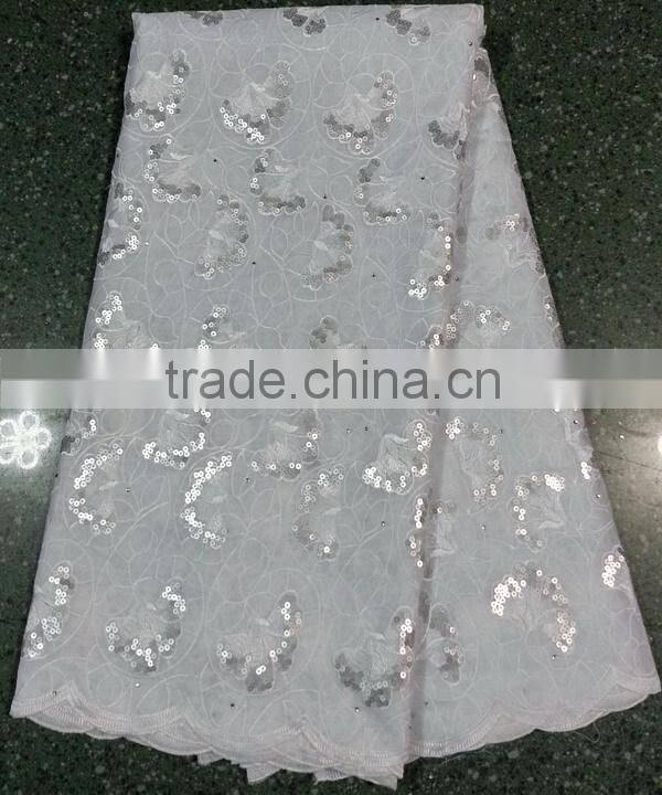 2014hot sell high quality new designs african organza lace fabric for wedding party dress