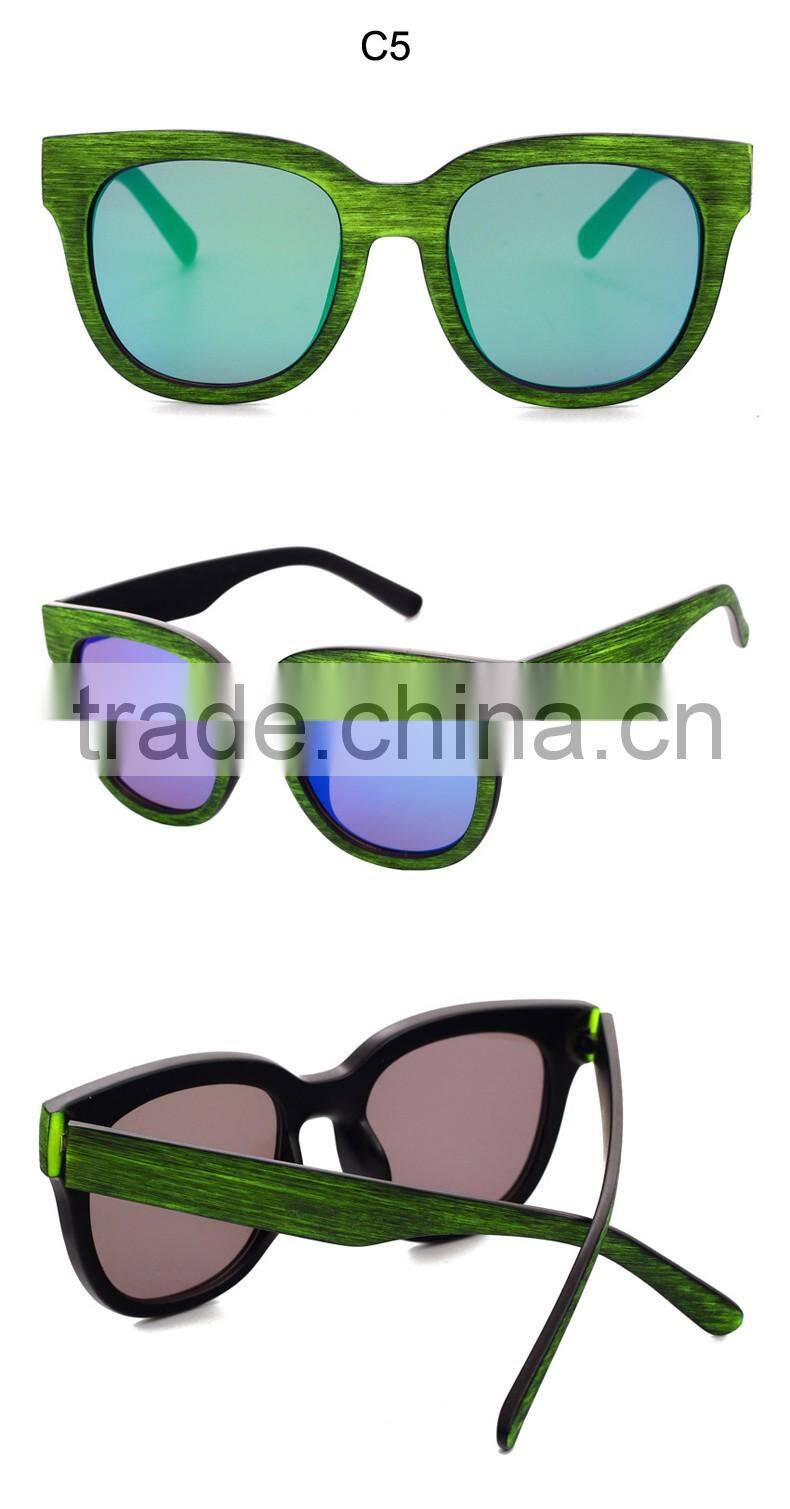New Round Glasses Imitation Wood Grain Sun Glasses Big Sunglasses Fashion Women 2016 Famous Brand Designer Oculos De Sol CC5008