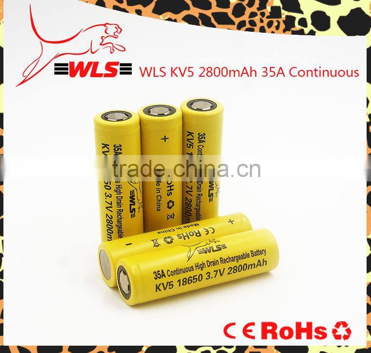 Wholesale 2800mah wls kv5 18650 70a continous discharge high drain battery flat top