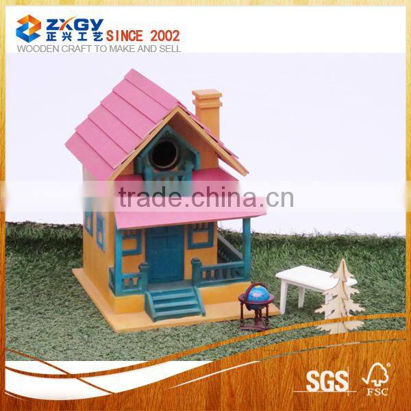 2015 new product colorful wooden villa bird house