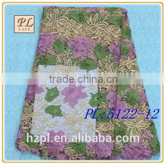 2016 latest dress design multicolor water soluble embroidery lace for free prom dress