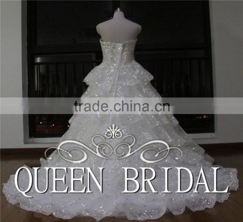 Real Works Luxury Bling Wedding Dresses Ball Gown in Turkey 2016