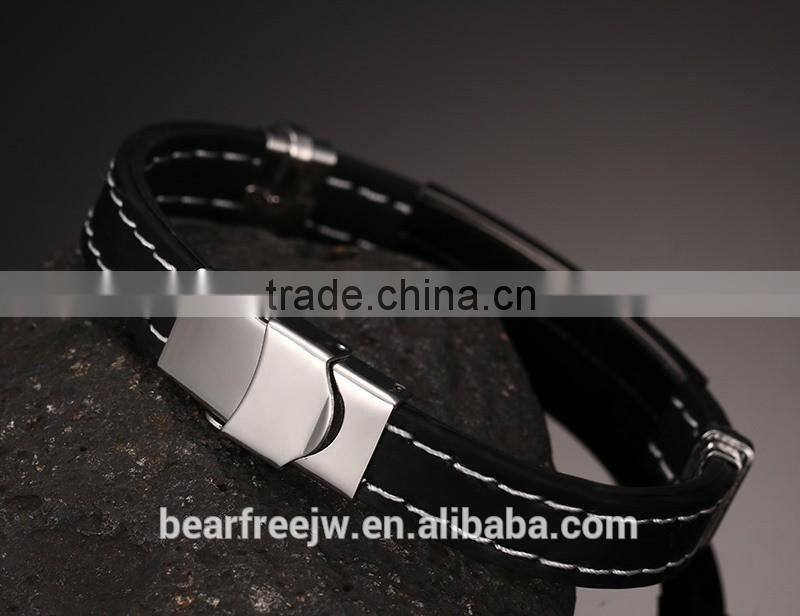 Mens Womens Stainless Steel ID Bracelet Engraved "Pride" for Gay & Lesbian Silicone Chain Black