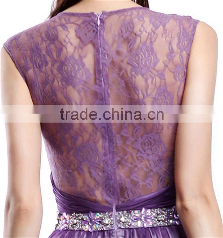 See-Through Backless Lace And Chiffon Lavender Mother Of The Bride Dress