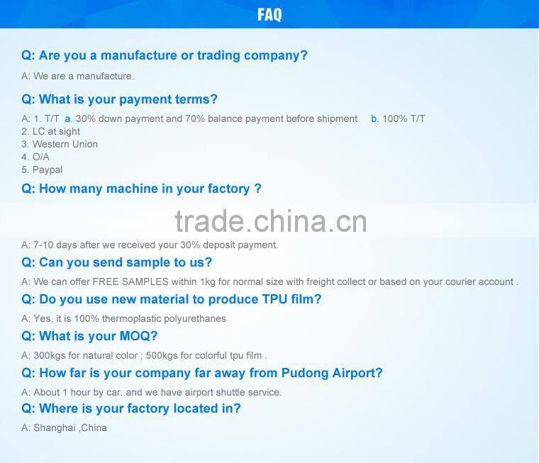Shiny Flexible TPU Film for inflatable TPU products Shanghai factory