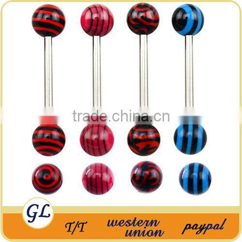 316L Surgical Steel Fake Barbell Piercing Industrial Tongue Barbell Jewelry