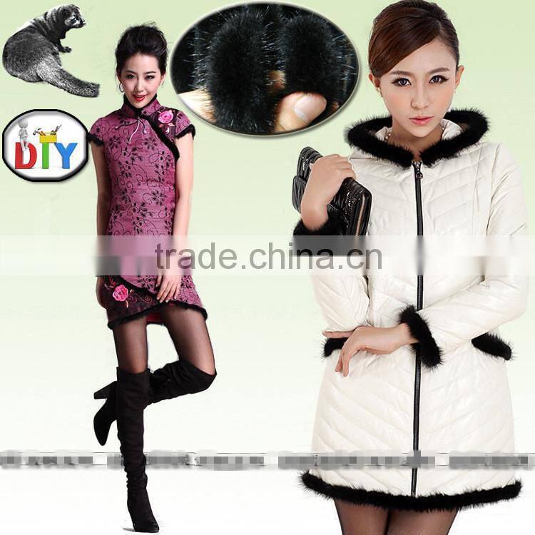 China Wholesale Dye Mink Fur Strip / Fur Collar / Real White Mink Fur Trimming