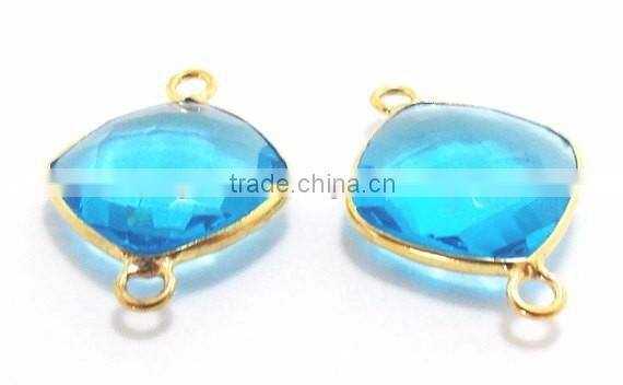 Sterling Silver B.T Quartz Cushion Faceted Gemstone Connector