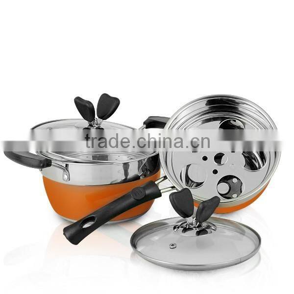straight body elegant cookware set stainless steel