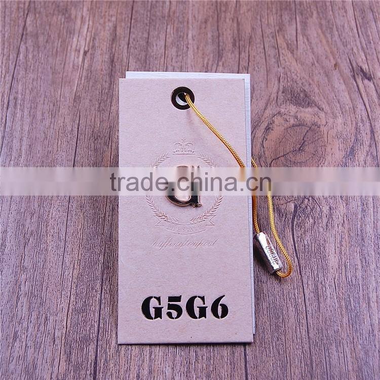 Unique embossed price size string hang tags with metal logo