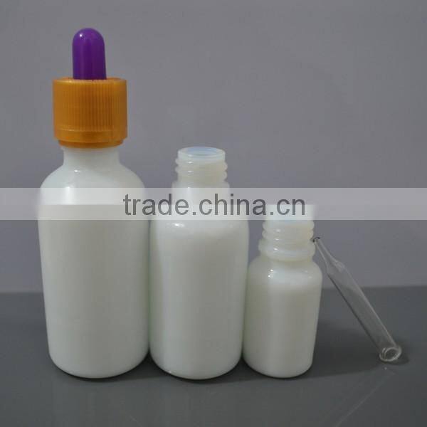 50ml white porcelain wholesale bottle with childproof tamper evident cap and dropper for cosmetic/e liquid/e juice packaging