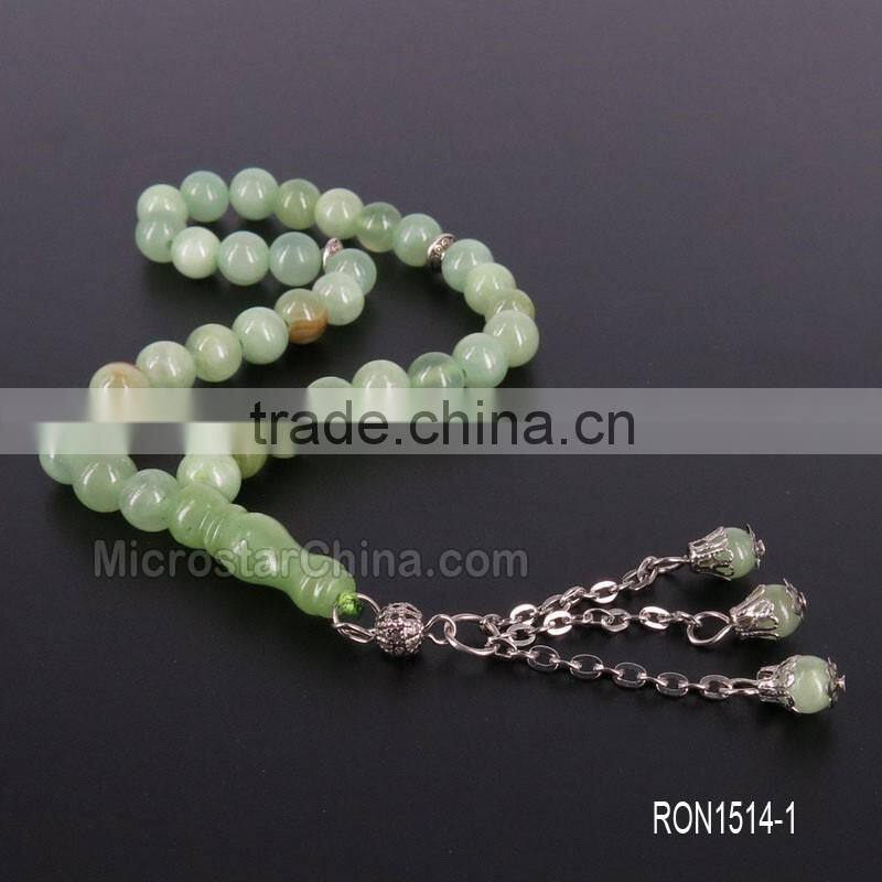33pcs 8mm Jasper Stone Silver Tassel Prayer Beads Tespih Tesbih Tasbeen Beads