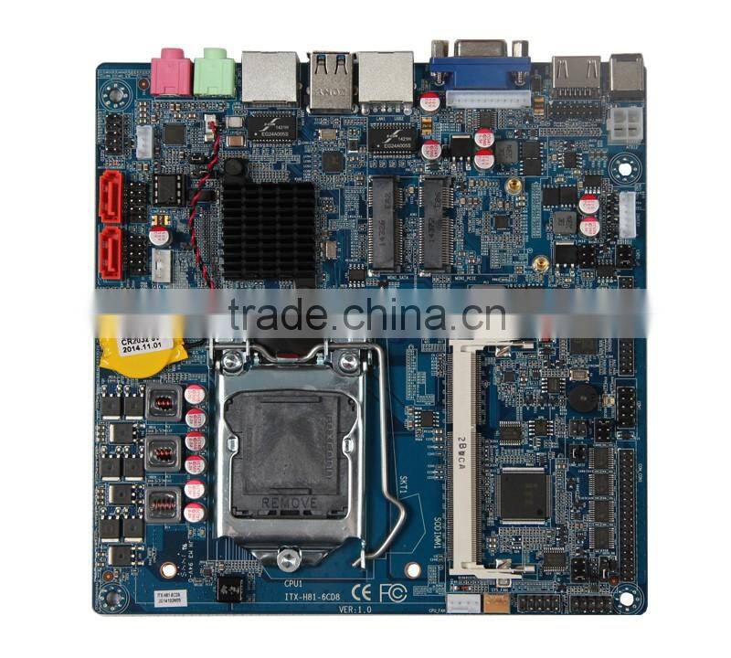 H81 LGA1150 lvds DC 12v dual LAN thin mini itx motherboard with 6com SIM card