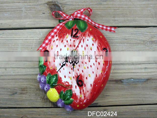 Cute ceramic emboss clock decorative hang wall clock