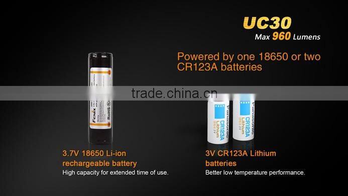 Fenix UC30 Flashlight XM-L2 U2 tatical Flashlight with low-power warning function with one 18650 battery need