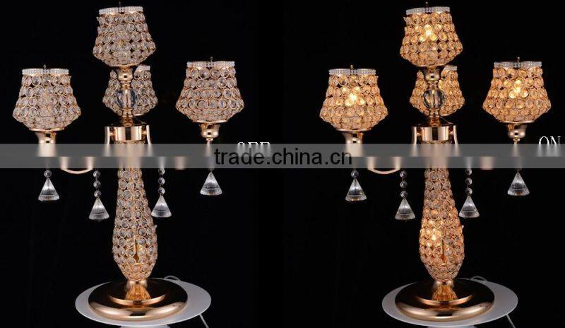 Saudi Arab Hot Selling Cheap 4 Lights Crystal Table Lamp with Ball Drops